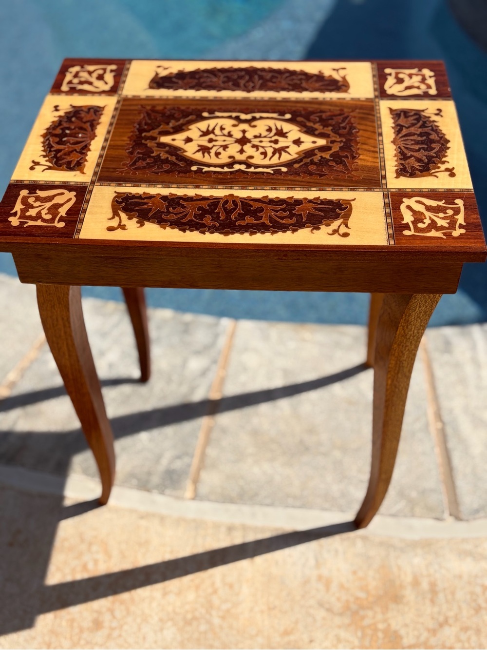 Artisan Inlay Accent Table - Brown & Cream